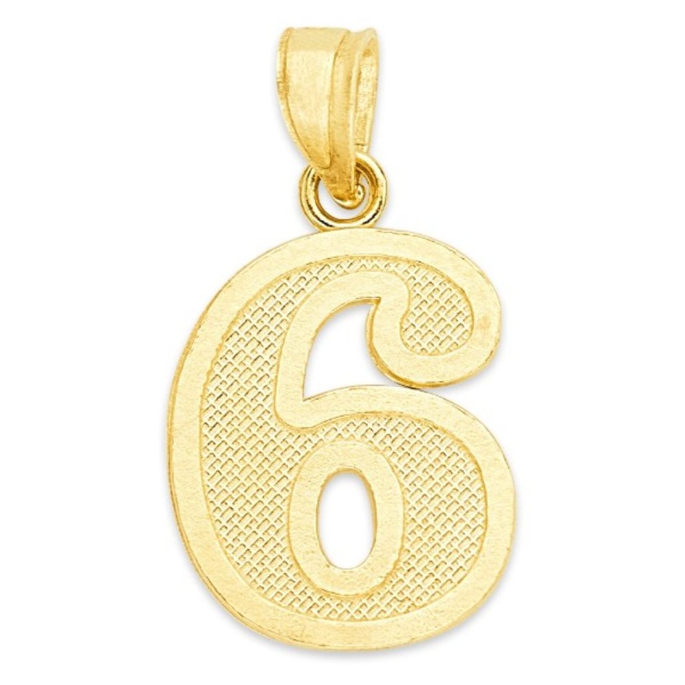 Solid 10k Gold Number 6 Pendant - Lucky Number Jewelry Gifts for Her